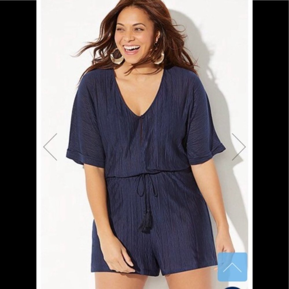 {Swimsuits for All} Navy Coverup Romper